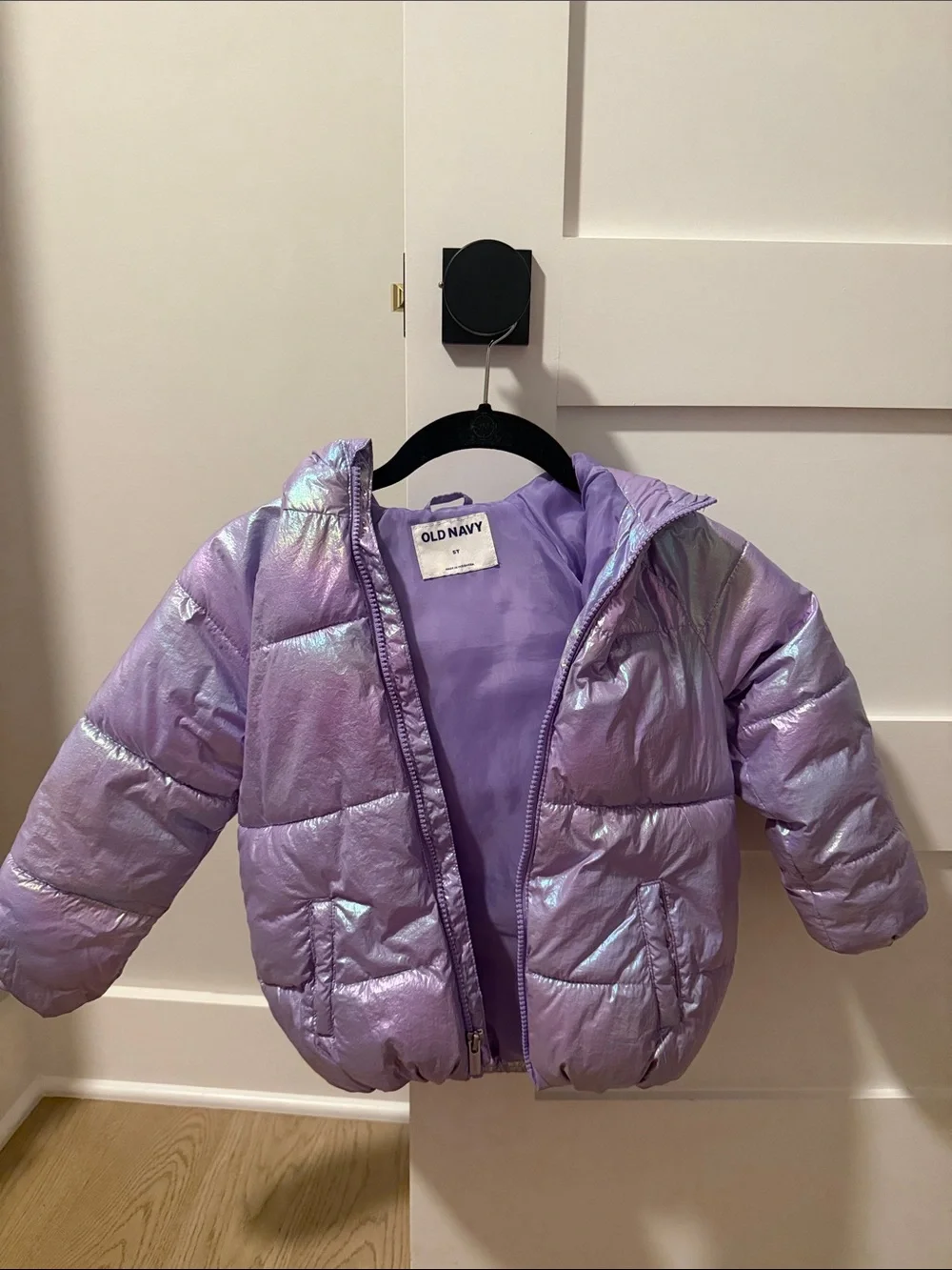 Old Navy Girls' Iridescent Lavender Puffer Jacket with Hood
